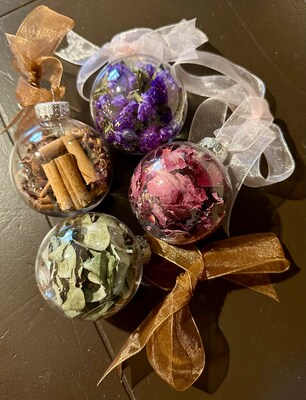 Rustic Dried Flower Ball Ornament, Favor, Housewarming Gift - image1
